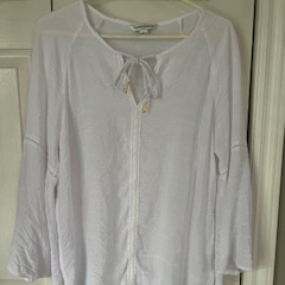 Long, wide sleeved large boho white shirt, NEVER WORN!